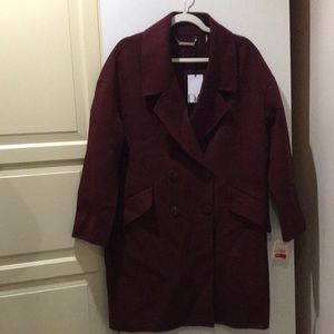 Diane Von Furstenburg Roma Wine Wool Oversized Coat